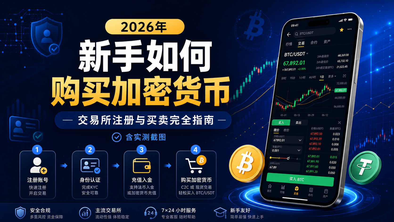 2026年新手如何购买加密货币：交易所注册与买卖完全指南（含实测截图）