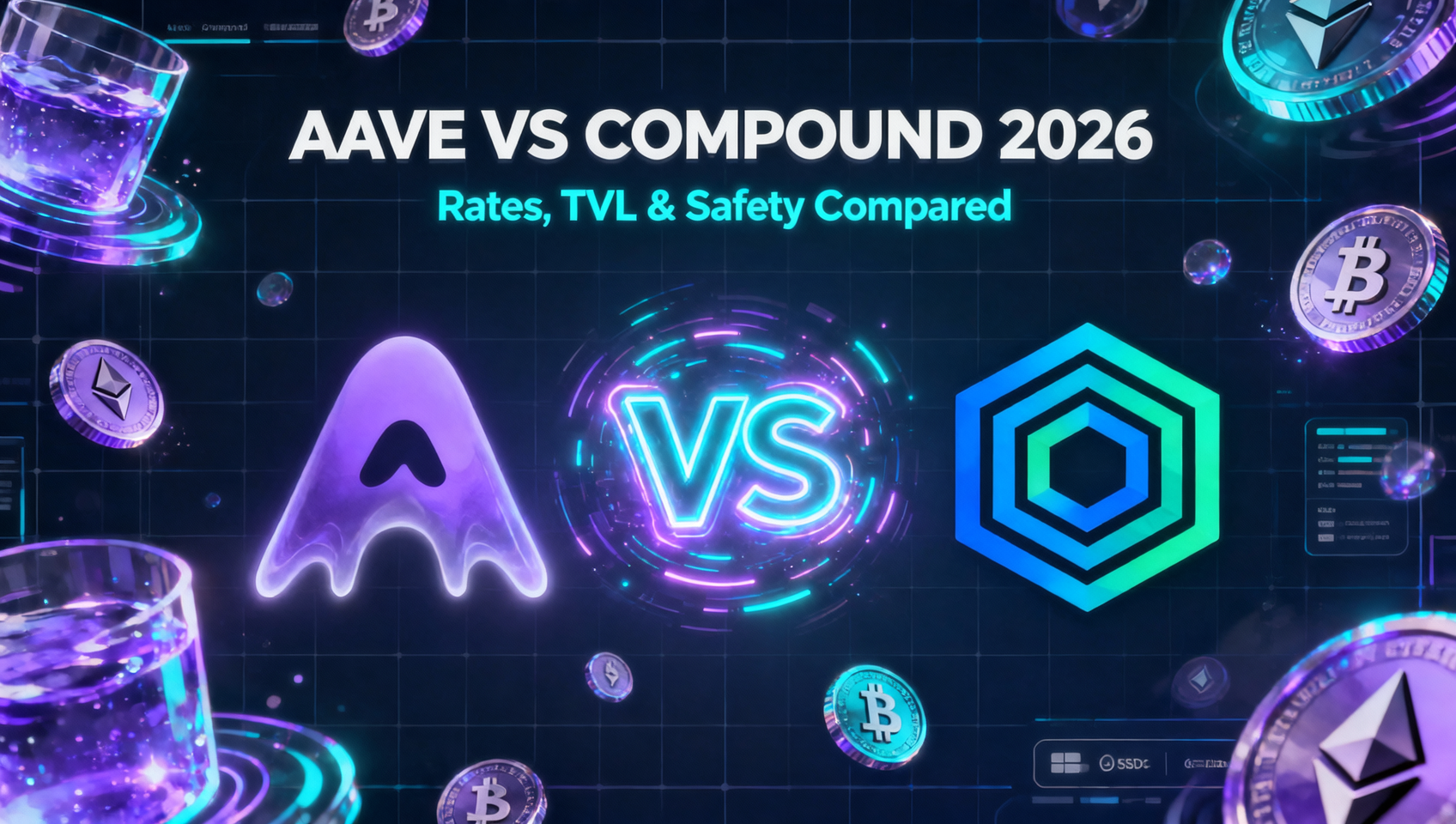 Aave vs Compound 2026 深度对比：存款利率、TVL、安全性与你该选哪个（附30秒决策表）