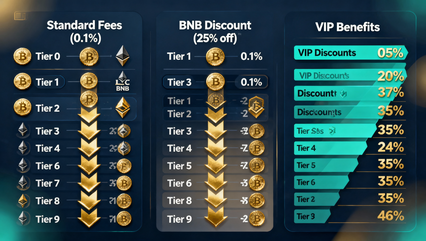 Comparison of different ways to save on Binance trading fees in 2026