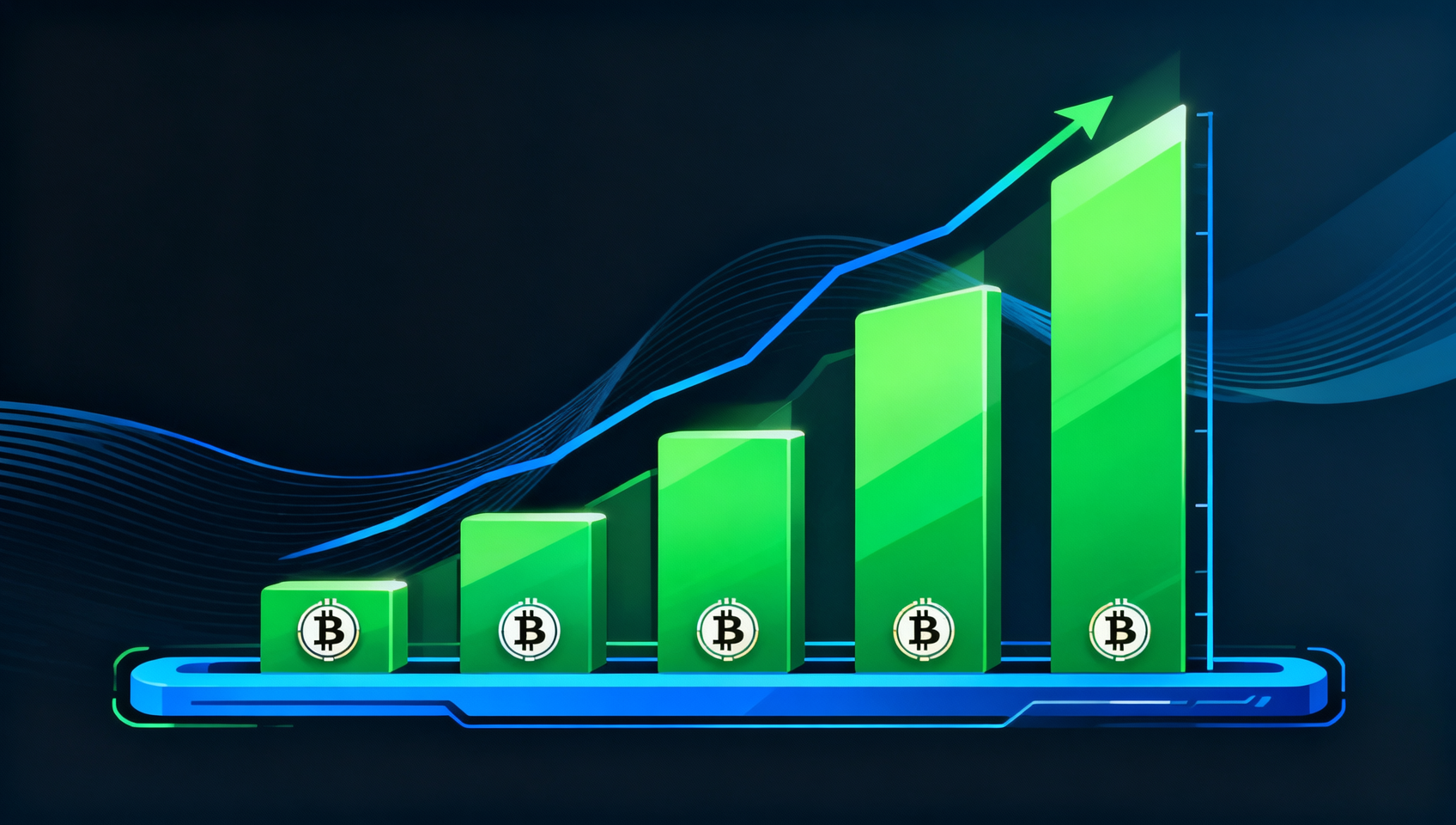 Gráfico de barras de entradas acumuladas de ETF de Bitcoin mostrando tendencia de crecimiento