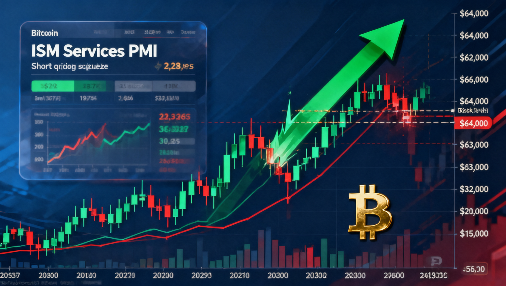 2026年7月6日加密市场深度分析：BTC逼近$64K、ISM服务业PMI 51.3释放滞胀信号、$4.5亿空头爆仓推升周末行情、FOMC纪要周来袭