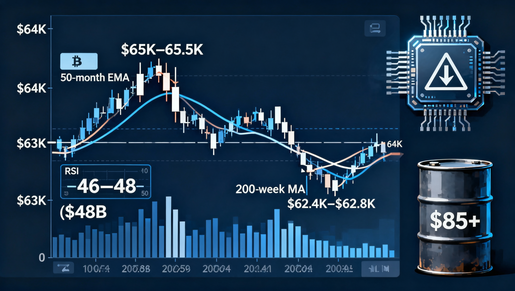 2026年7月18日加密市场深度分析：BTC $63K-$64K双重压制下盘整、CLARITY法案通过概率暴跌至31%创纪录新低监管乐观情绪消退、半导体指数跌20%熊市传导效应加剧、巨鲸两周27万BTC增持与$4.32亿爆仓的博弈、ETH $1,830-$1,860脆弱支撑、日本税改20%结构性利好