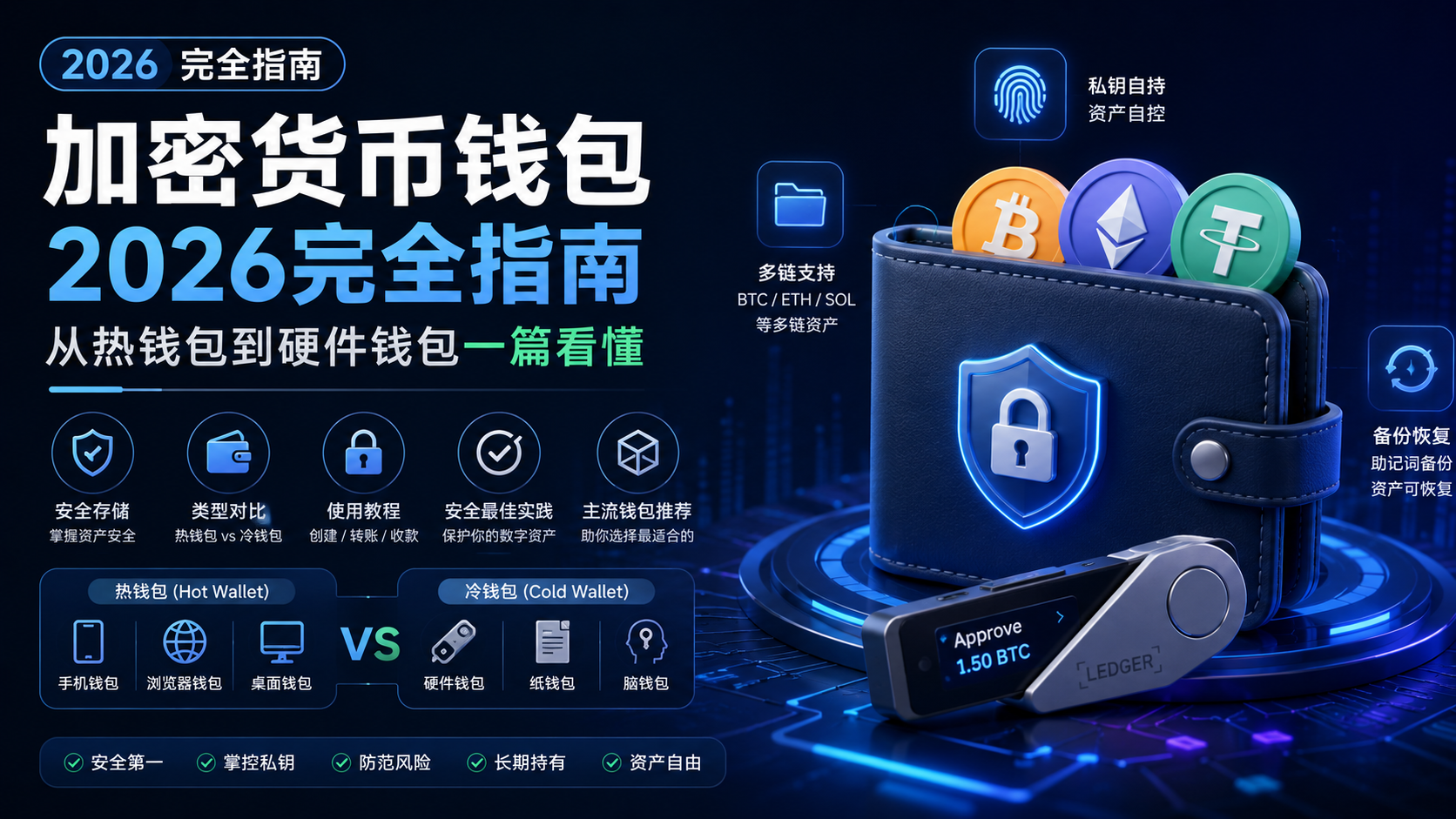 加密货币钱包2026完全指南：从热钱包到硬件钱包一篇看懂