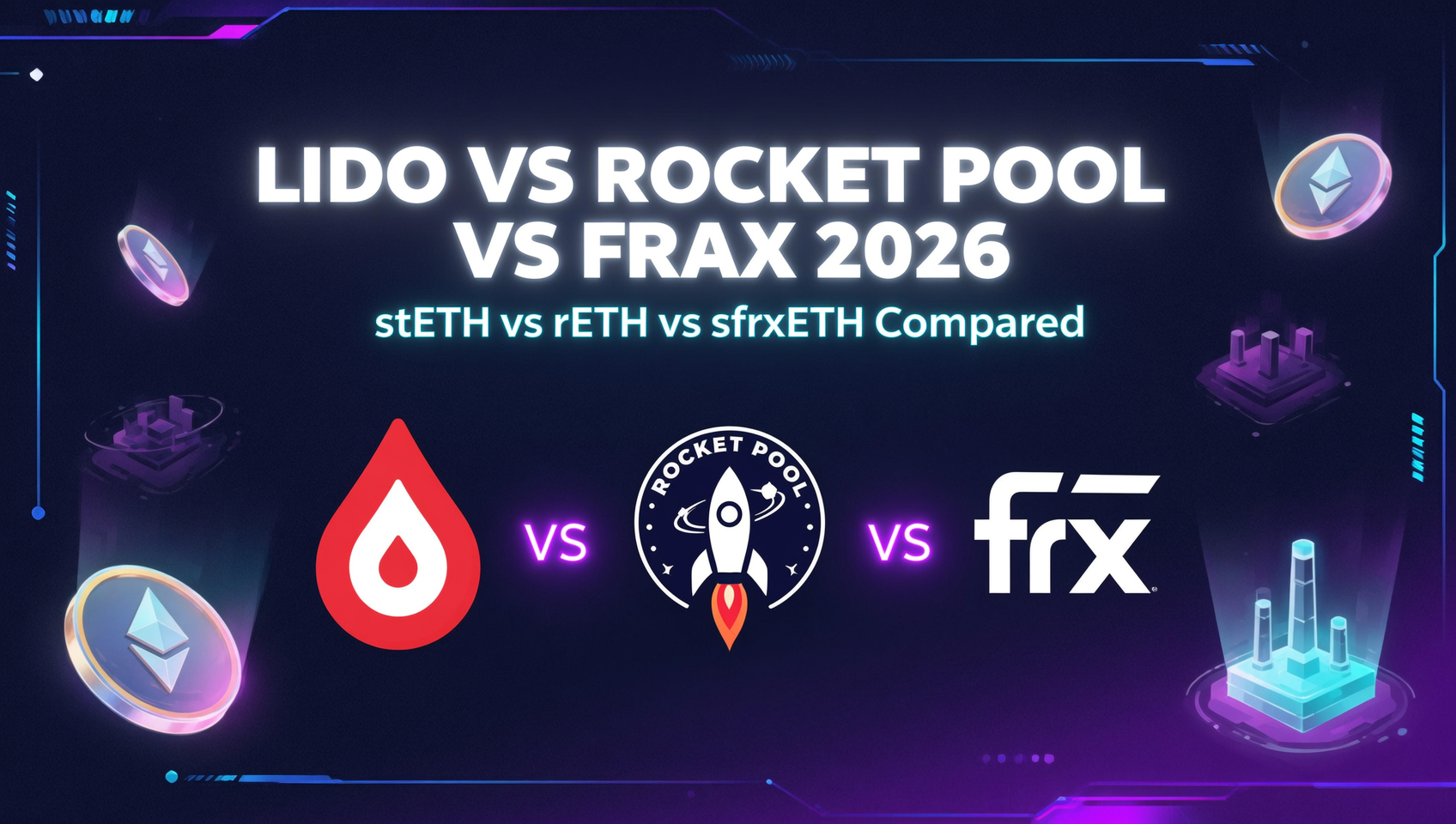 Lido vs Rocket Pool vs Frax：2026流动性质押对比（stETH vs rETH vs sfrxETH，附决策表）