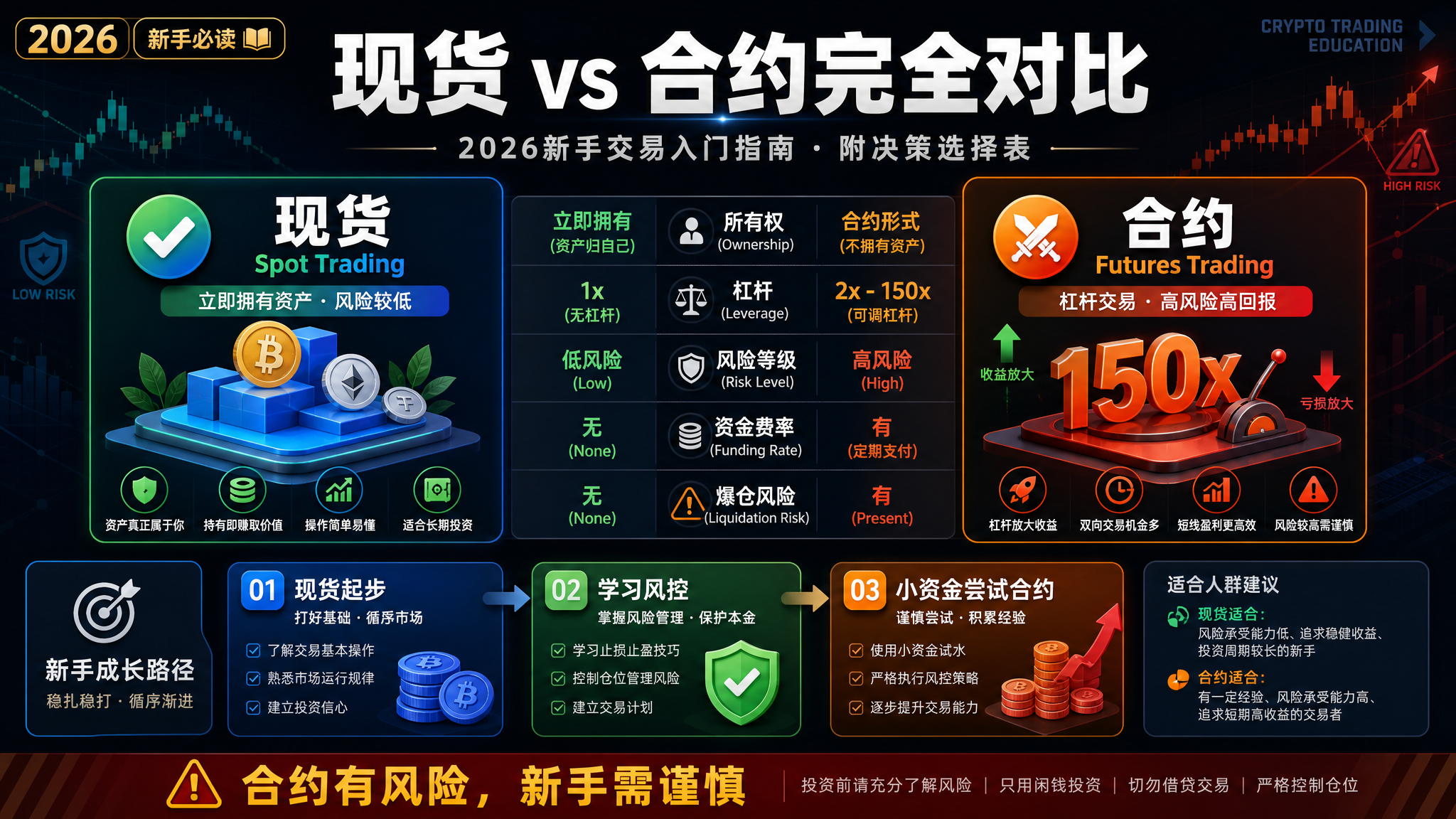 现货和合约有什么区别？2026新手该从哪个开始（附决策表）