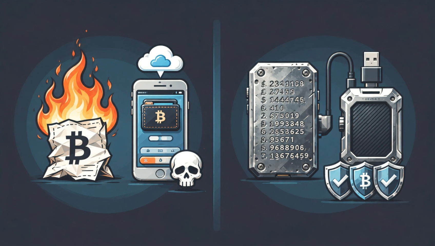 Web3 wallet security practices comparison: insecure vs secure methods, hardware wallet and seed phrase protection guide